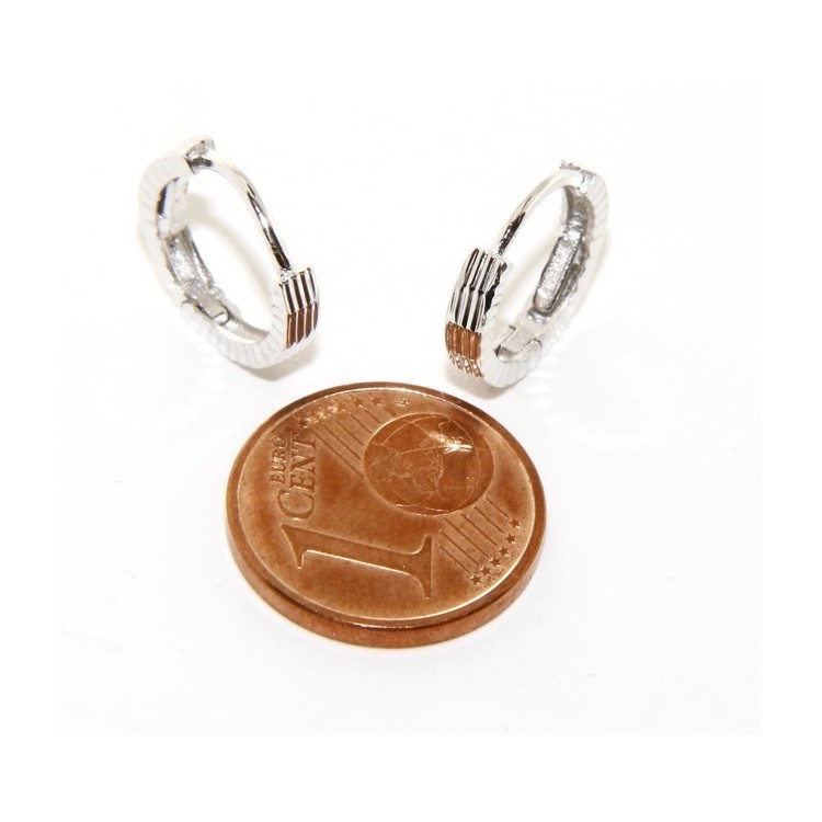 NLB|Silver 925: Men's and Women's Snapshot Earrings, geometric striped 12mm (1 pair)