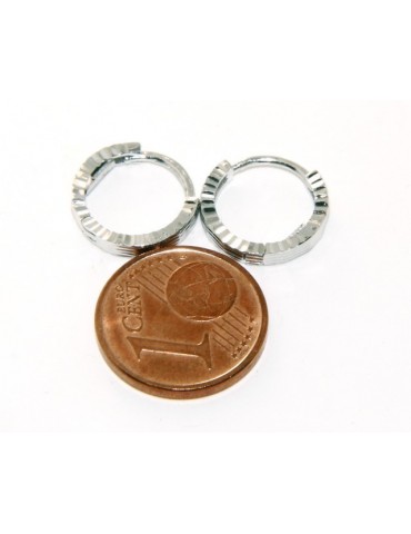 Silver 925: Men's and Women's Snapshot Earrings, geometric striped 12mm (1 pair)