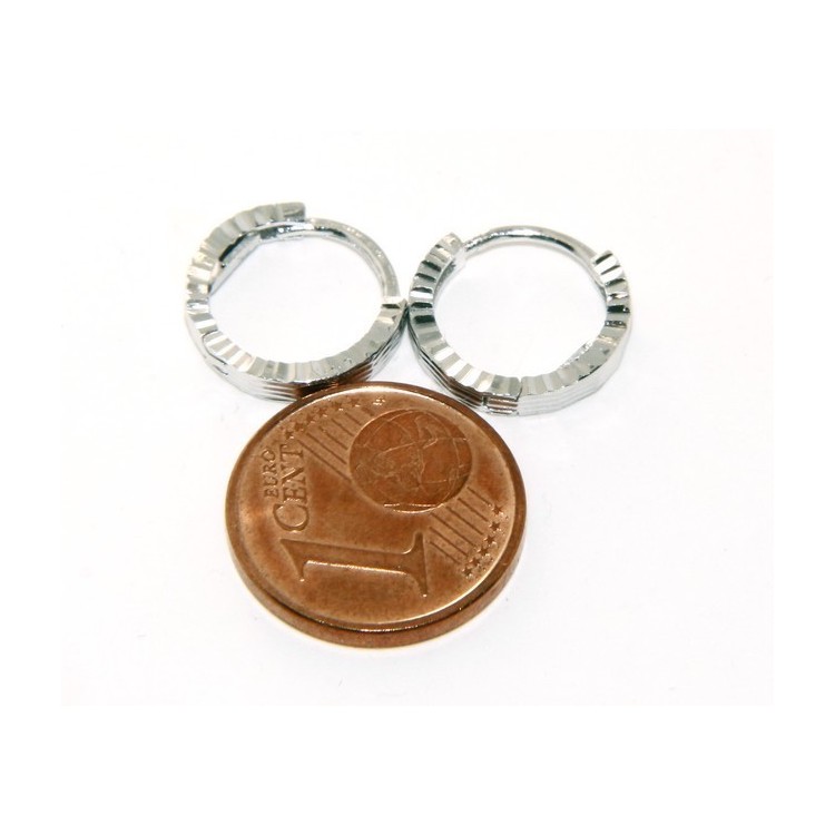 NLB|Silver 925: Men's and Women's Snapshot Earrings, geometric striped 12mm (1 pair)