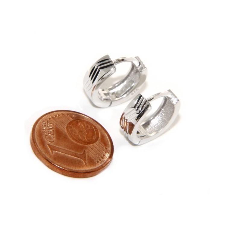 NLB|Silver 925: Men's and Women's Snaps Earrings Zig Zag 12mm (1 pair)