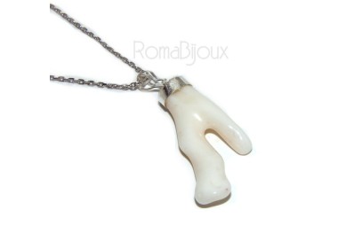 NLB|Ciondolo e collana donna linea Capri in argento 925 con corallo naturale bianco