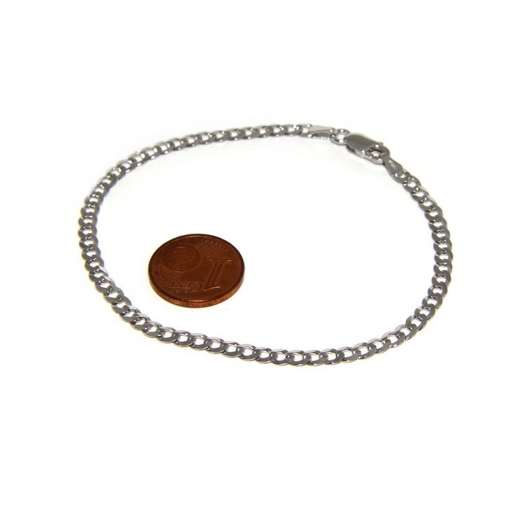 NLB|SILVER 925 rhodium plated male cuff bracelet 3 mm long 18 cm long