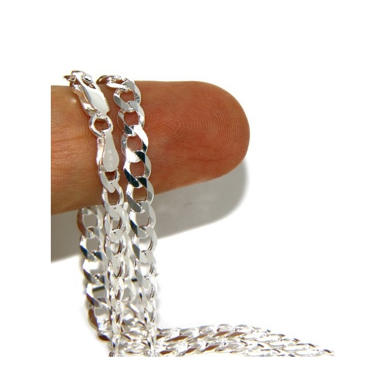 NLB|SILVER 925: Necklace or Man's Bracelet Women's Bracelet Diameter 4.5mm Light Bleached