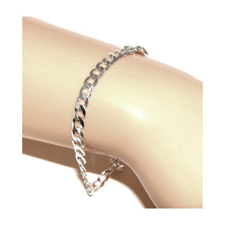 NLB|ARGENTO 925 : Girocollo collana o bracciale uomo donna grumetta diamantata 4,5mm chiara sbiancata