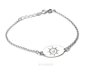 NLB|925 SILVER bracelet rolo 'man oval plaque woman helm laser engraving cm from 16.00 to 18.50