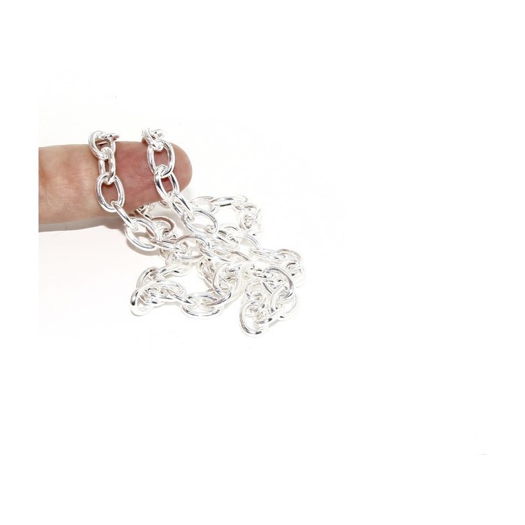 NLB|ARGENTO 925 : Girocollo collana o bracciale donna maglia ovale chiara sbiancata