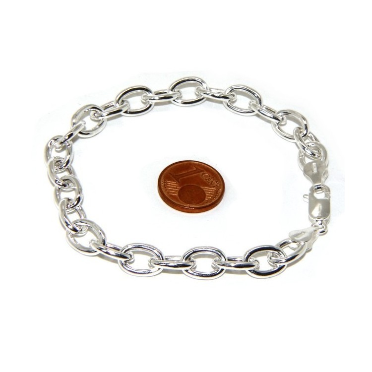 NLB|ARGENTO 925 : Girocollo collana o bracciale donna maglia ovale chiara sbiancata