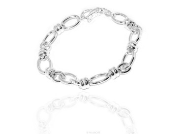 NLB|SILVER 925 Clear Oval Knit Woman Bracelet and Washers 17.50 cm