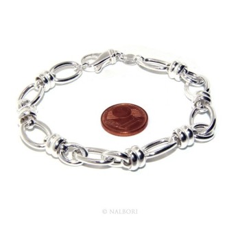 NLB|ARGENTO 925 chiaro bracciale donna maglia ovale e rondelle 17,50 cm