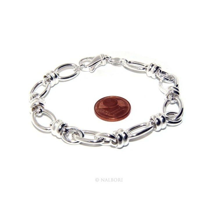 NLB|SILVER 925 Clear Oval Knit Woman Bracelet and Washers 17.50 cm