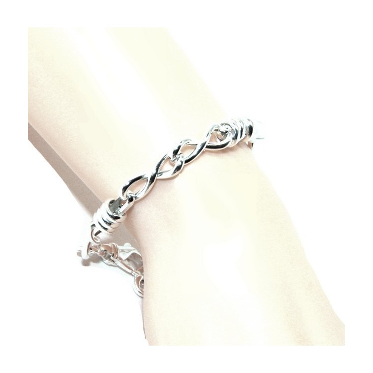 NLB|SILVER 925 clear bracelet woman infinite infinity and washers 17,50 cm