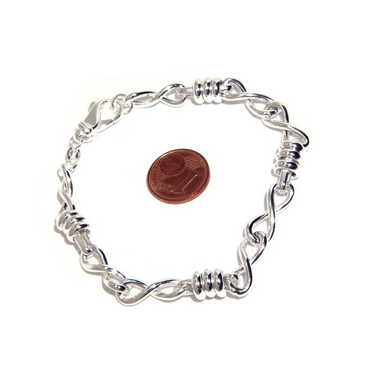 NLB|ARGENTO 925 chiaro bracciale donna infinito e rondelle 17,50 cm