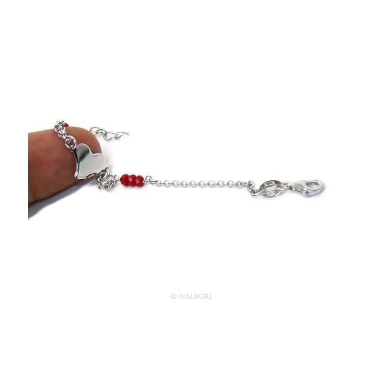 NLB|Woman bracelet girl man boy Silver 925 red rosary work with central heart 15,50 - 18,00