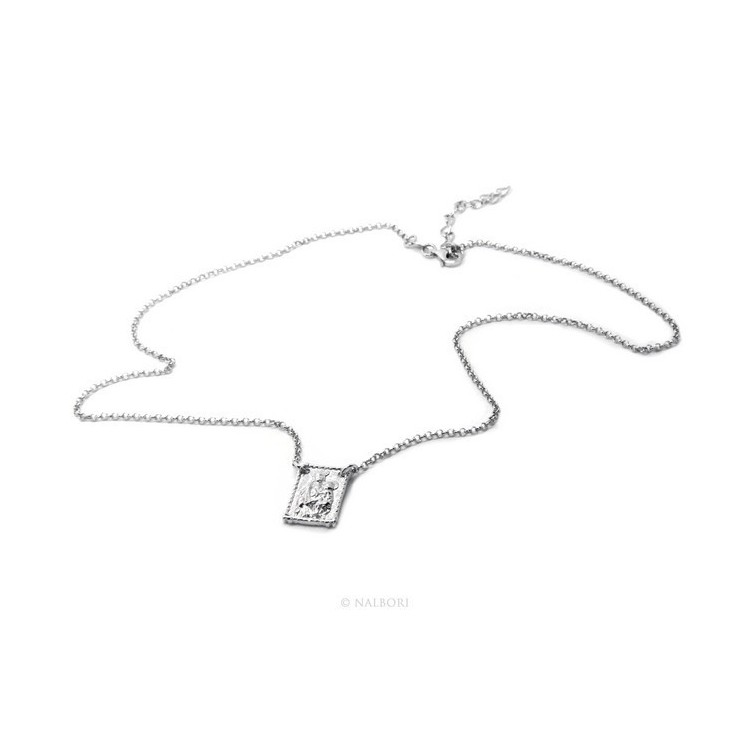 NLB|Argento 925 : Collana girocollo uomo o donna con pendente madonna con bambino
