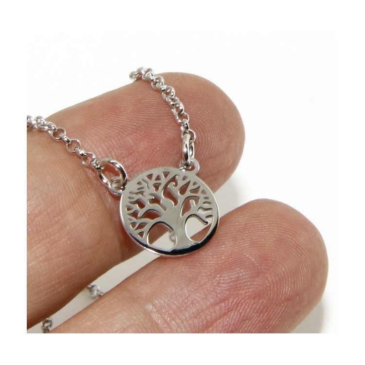 NLB|Argento 925 : Collana girocollo uomo o donna con pendente albero della vita
