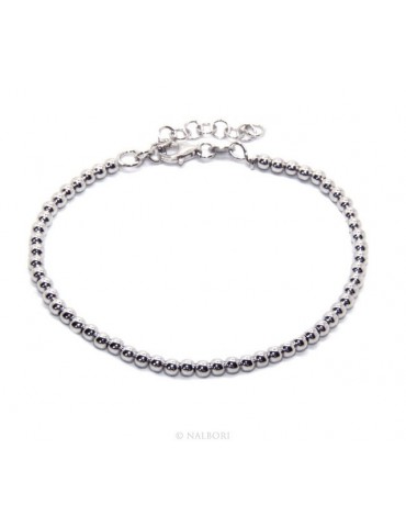 ARGENTO 925 : Bracciale uomo donna palline 3 mm lung 15.50 19.50 cm