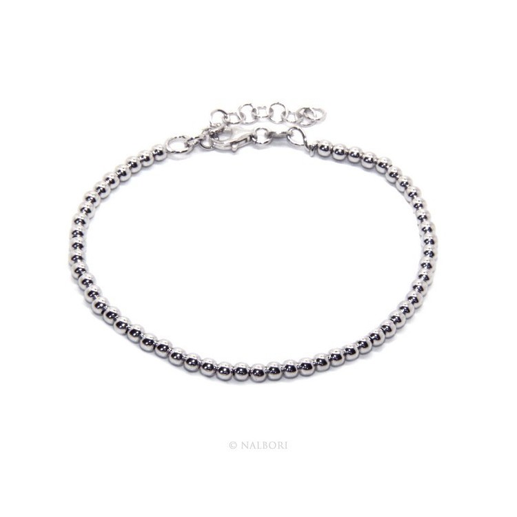 NLB|SILVER 925: Man's bracelet women balls 3 mm long 15.50 19.50 cm