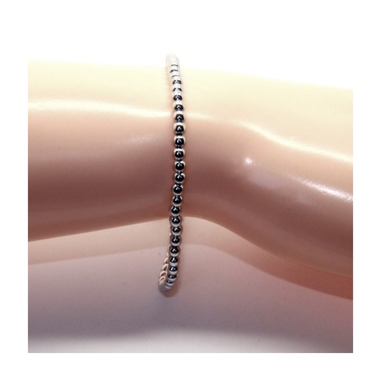 NLB|ARGENTO 925 : Bracciale uomo donna palline 3 mm lung 15.50 19.50 cm