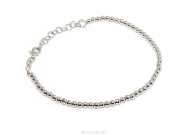 NLB|ARGENTO 925 : Bracciale uomo donna palline 3 mm lung 15.50 19.50 cm