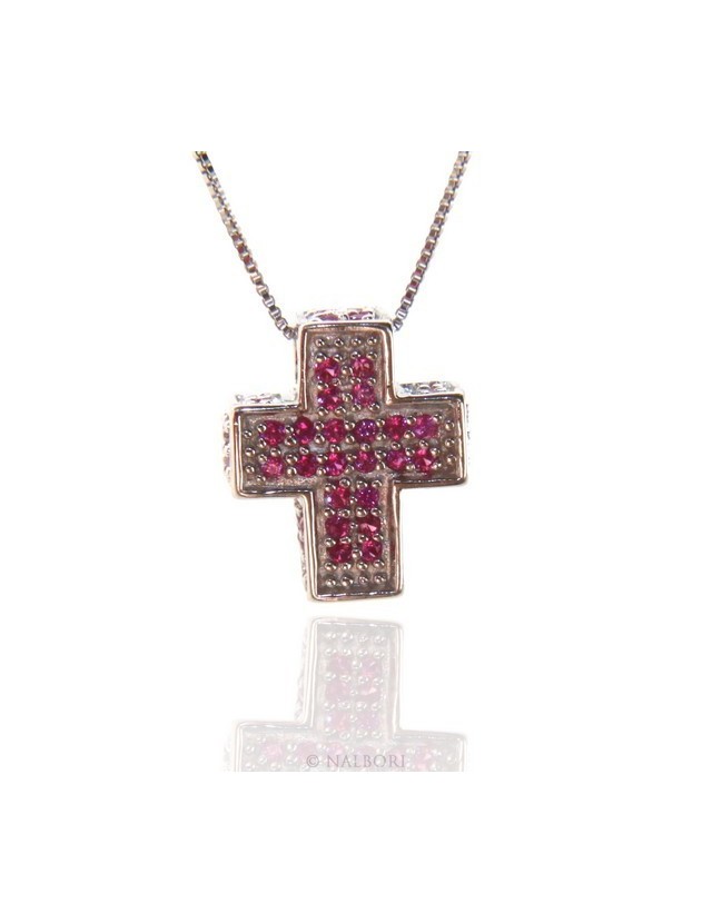 Silver 925: Venetian woman 45 cm Necklace and Crocodile Cross 3D Ruby RED Zircon Silver 925: Venetian woman 45 cm Necklace and Crocodile Cross 3D Ruby RED Zircon