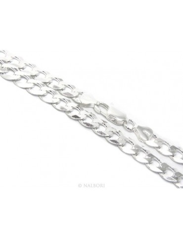 ARGENTO 925 : Collana o Bracciale uomo catena da 8 mm grumetta grumetta 8x10 chiara