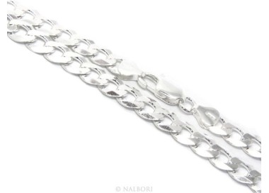NLB|ARGENTO 925 : Collana o Bracciale uomo catena da 8 mm grumetta grumetta 8x10 chiara