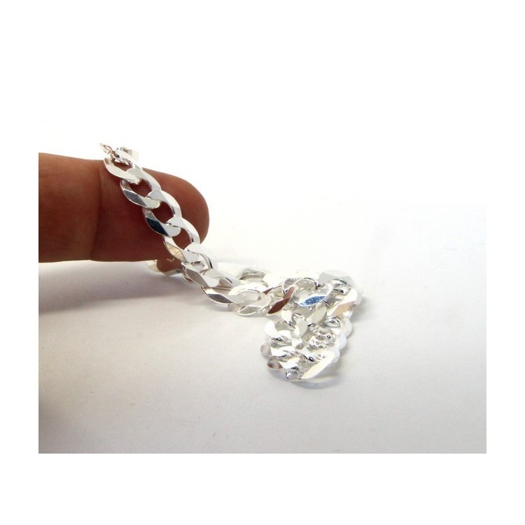 NLB|ARGENTO 925 : Collana o Bracciale uomo catena da 8 mm grumetta grumetta 8x10 chiara