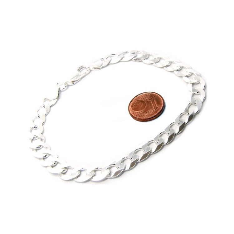 NLB|ARGENTO 925 : Collana o Bracciale uomo catena da 8 mm grumetta grumetta 8x10 chiara
