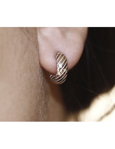 Argento 925 : orecchini donna uomo anelle cerchi 15mm scattino lavorati righe oblique