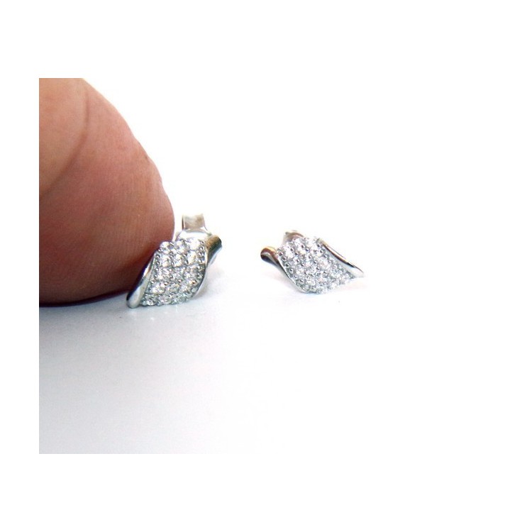 NLB|Silver 925: man / woman earrings light wings wings angel small white zircon
