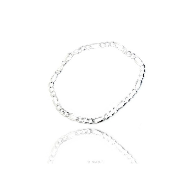 NLB|SILVER 925: Chain Necklace or Man's Bracelet with 4.5 mm thick ribbon, 4.5 cm clear