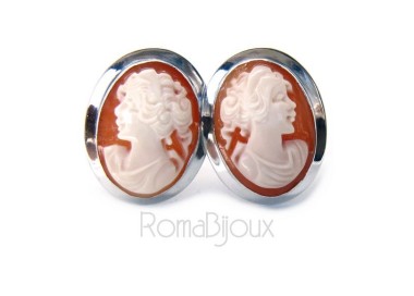 NLB|Silver 925: Lobe earrings with real camel corniola female profile