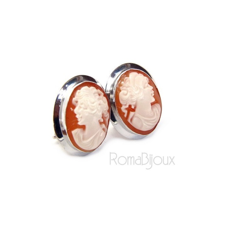 NLB|Silver 925: Lobe earrings with real camel corniola female profile