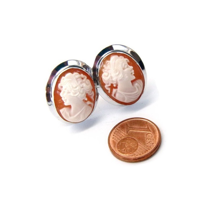 NLB|Silver 925: Lobe earrings with real camel corniola female profile