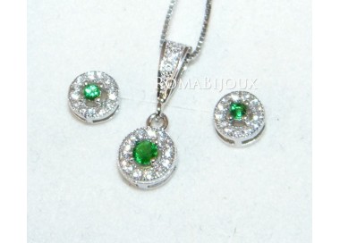 NLB|parure collana orecchini argento 925 verde peridot donna completo