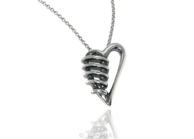 NALBORI silver 925 necklace made with antique brown burnished heart pendant