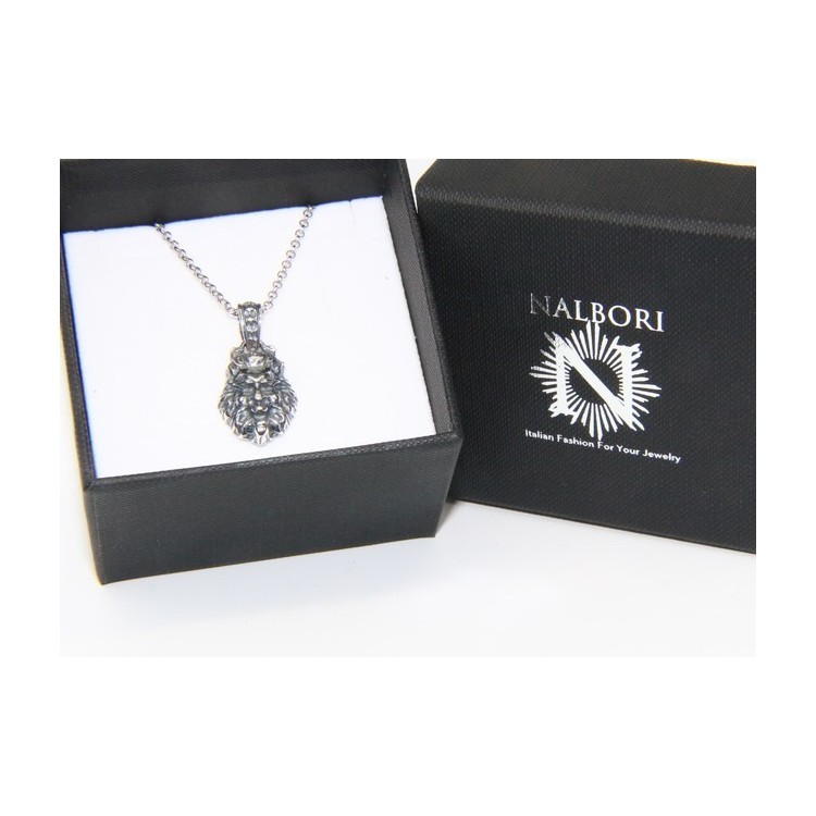 NLB|collana NALBORI Argento 925 realizzata a mano con ciondolo testa di leone brunito anticato
