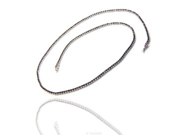 NLB|Argento 925 : Collana Collier donna modello Tennis con zirconi NERI griffe 2 mm taglio brillante 