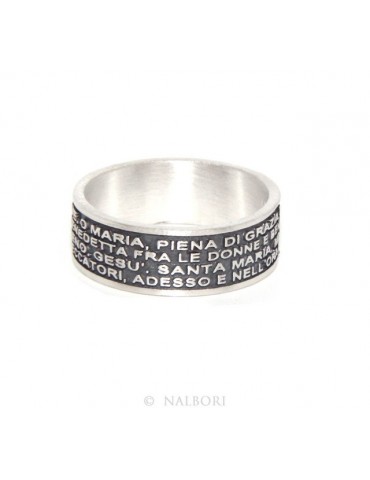 925 Silver Men's Ring Woman Prayer Band Ave Maria Italian