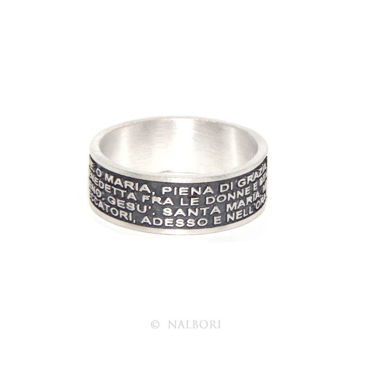 NLB|Anello Argento 925 da uomo donna fascia preghiera Ave Maria italiano