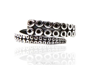 NLB|Argento 925 : Anello uomo donna tentacolo polipo aperto regolabile scuro