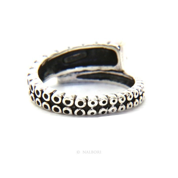 NLB|Argento 925 : Anello uomo donna tentacolo polipo aperto regolabile scuro