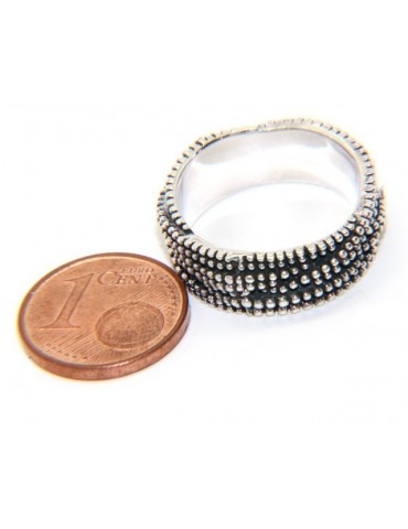 Argento 925 : Anello uomo donna intreccio intrecciato palline pallinato scuro
