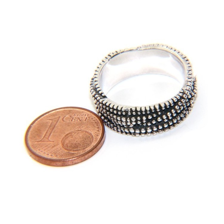 NLB|Argento 925 : Anello uomo donna intreccio intrecciato palline pallinato scuro