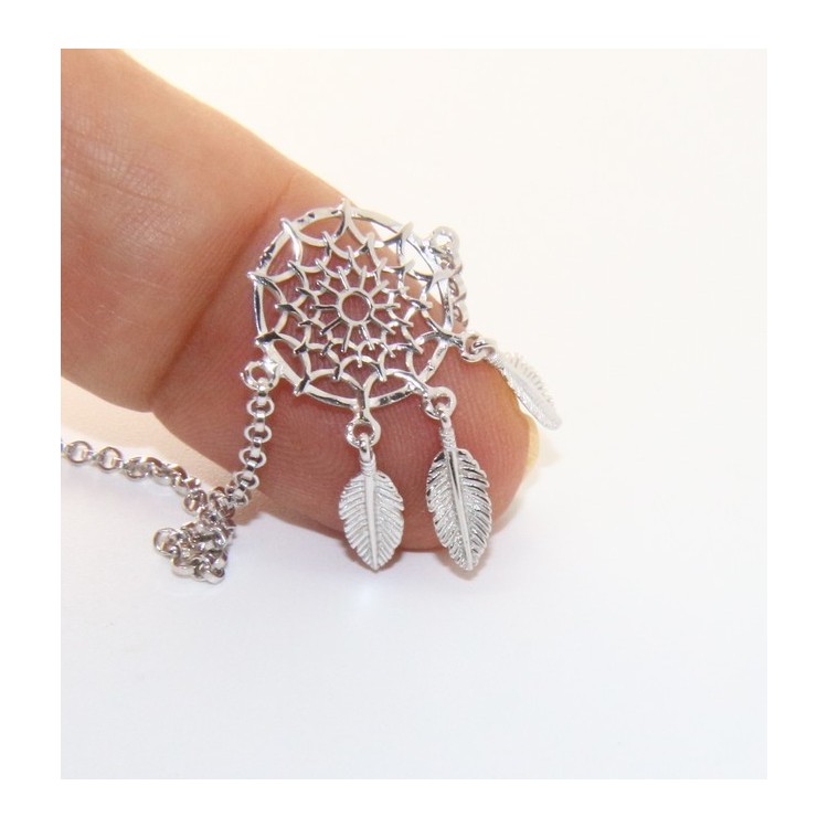 NLB|Silver 925, woman bracelet girl circle and feathers dreams catch dreamcatcher 15-19 cm