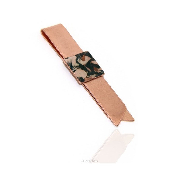 NLB|Money Clip stops NALBORI ® made of hypoallergenic copper for man with black & cream enamel