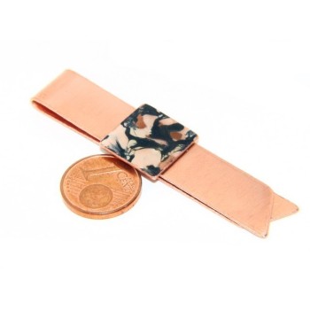 NLB|Money Clip stops NALBORI ® made of hypoallergenic copper for man with black & cream enamel