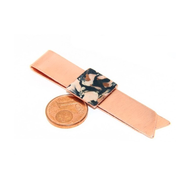 NLB|Money Clip stops NALBORI ® made of hypoallergenic copper for man with black & cream enamel