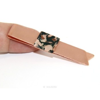 NLB|Money Clip stops NALBORI ® made of hypoallergenic copper for man with black & cream enamel