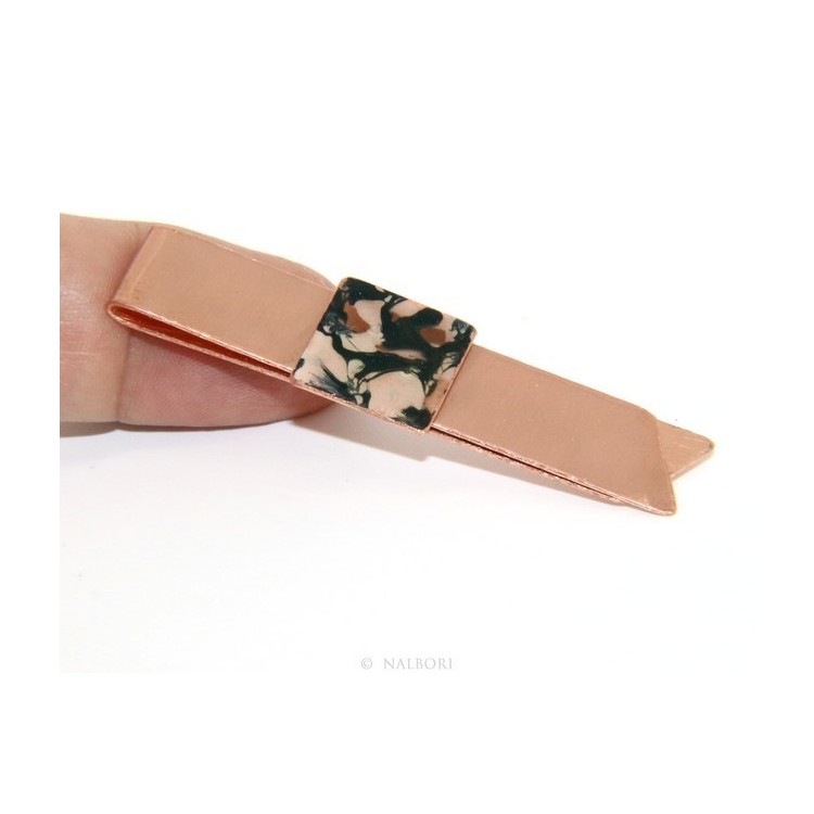 NLB|Money Clip stops NALBORI ® made of hypoallergenic copper for man with black & cream enamel